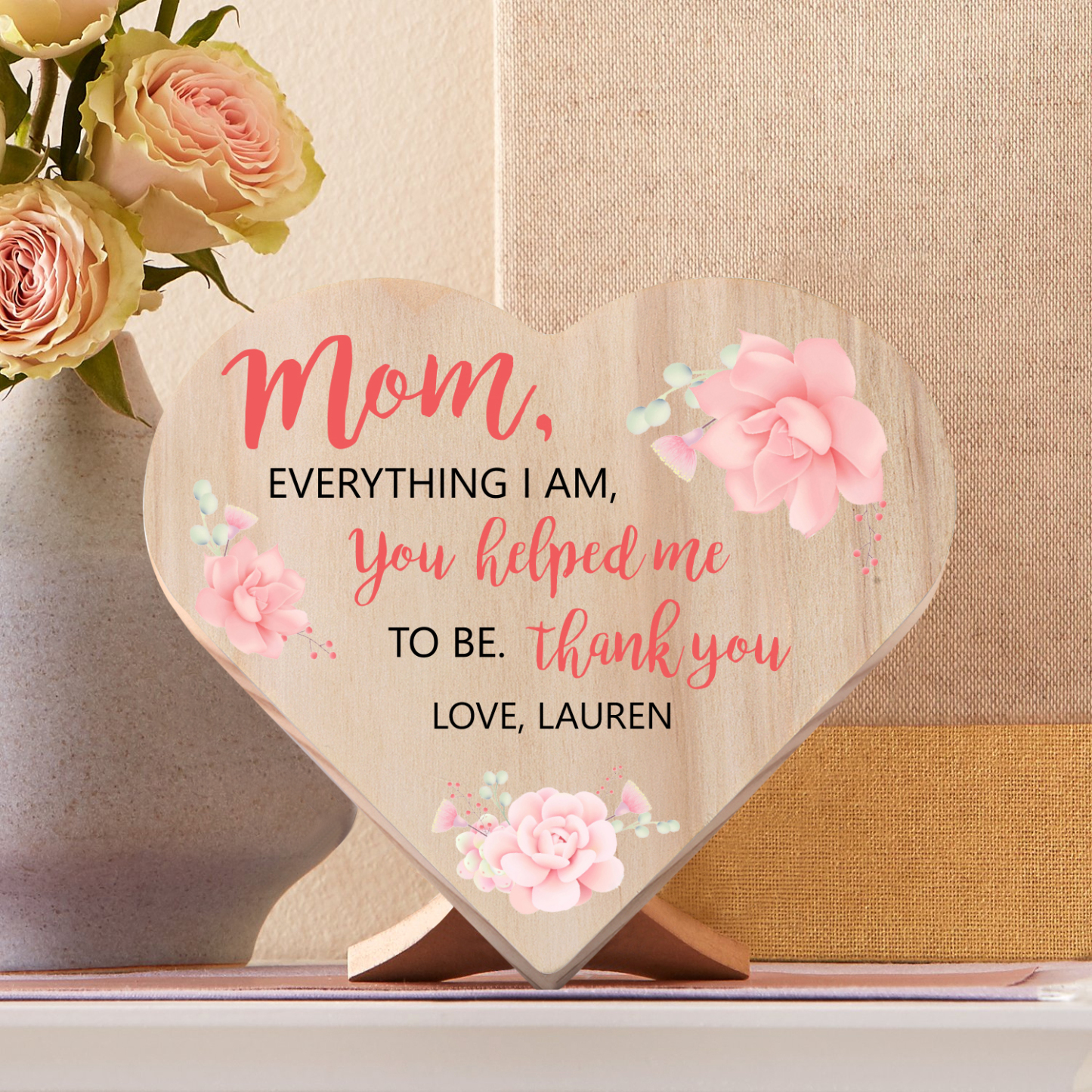 To My Mom Personalised Wooden Heart Keepsake Desktop Ornament "For all the times I forgot to thank you" Mothers Gifts-Jessemade AU