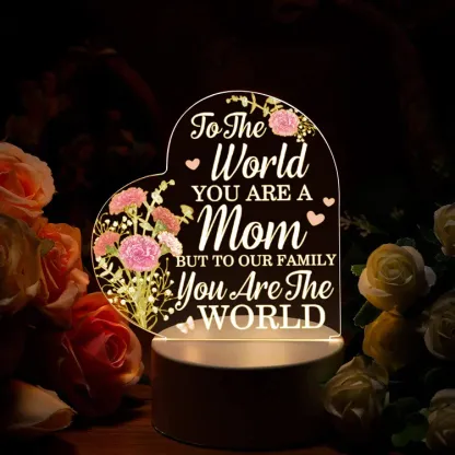 To My Mom- Carnation Flower Heart Night Light LED Lamp Bedroom Decoration For Mother-Jessemade AU