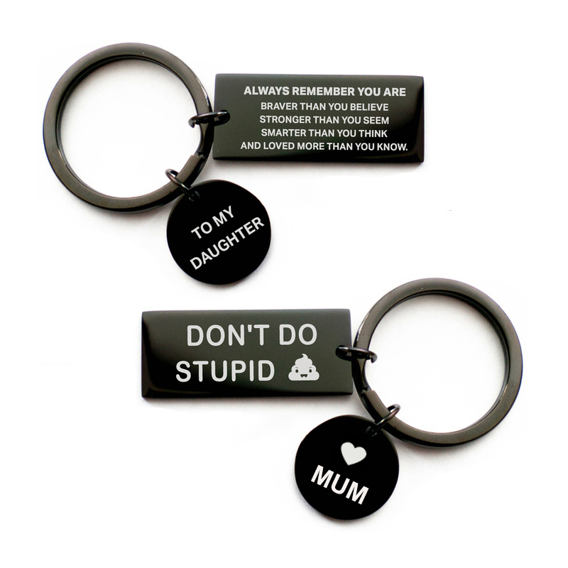 To My Son and Daughter Funny Keychain Don't Do Stupid Gift Set-Jessemade AU