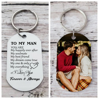 To My Love/Man Couple Keychain Customised Photo Stainless Steel Keyring Valentine's Day Gift for Couples-Jessemade AU