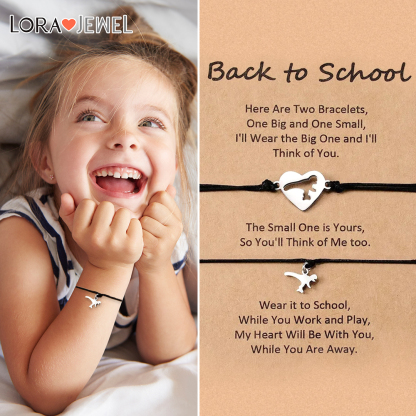 2 Pcs Back to school Love Dinosaur Combination Bracelet Set, Adjustable Bracelets Gift With Gift Card Set For Kids-Jessemade AU