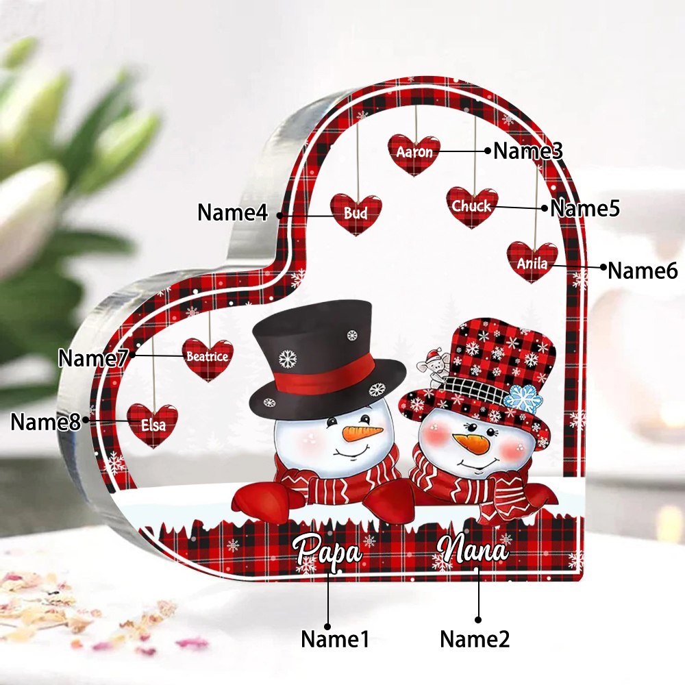 Acrylic Heart Keepsake Customised 8 Names Christmas Snowman Decor Personalised Gifts for Grandma Mum-Jessemade AU