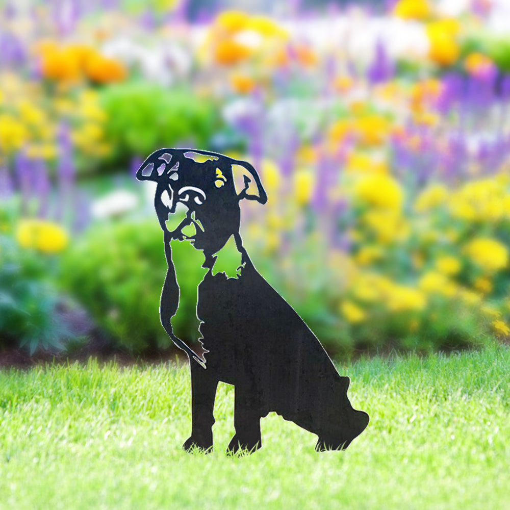 Pit Bull Terrier Metal Dog Silhouette Garden Yard Decoration-Jessemade AU