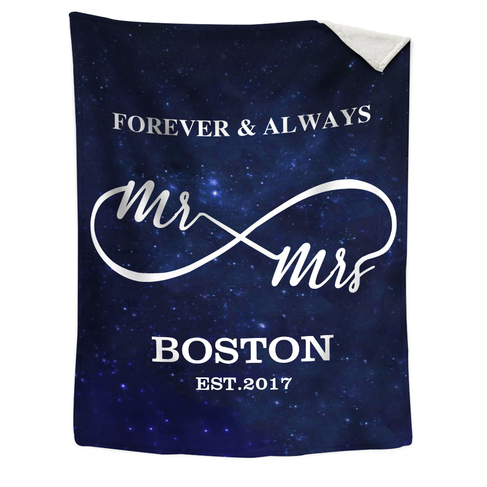 Personalised Couple Blanket Customised 2 Names & Date Blanket Infinity Valentine's Day Gift for Him/Her-Jessemade AU