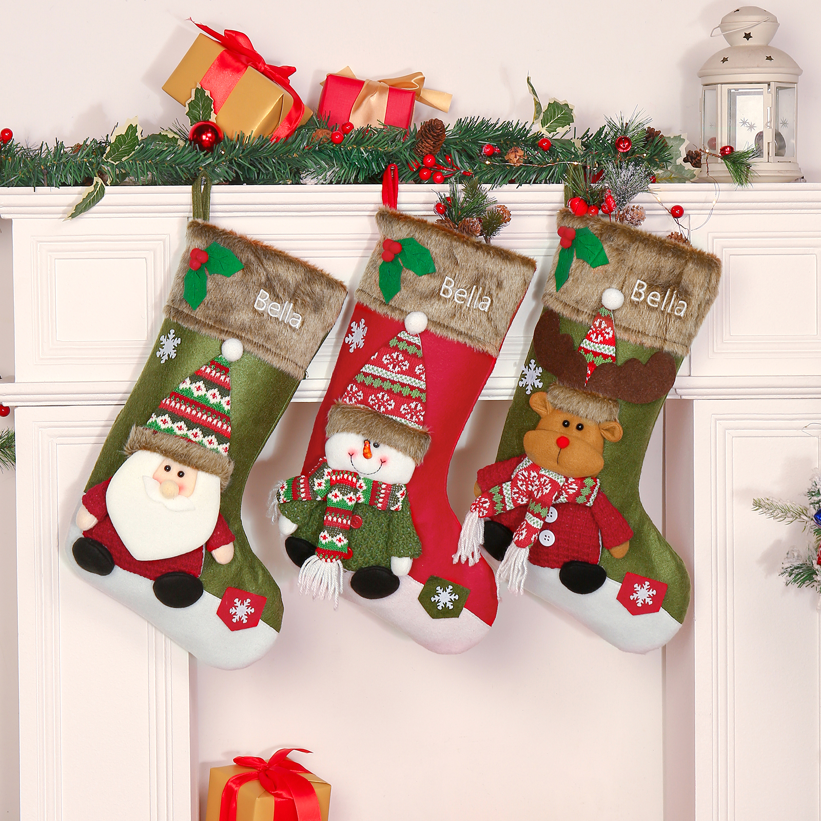 Personalised Christmas Stockings Ornaments Custom 1 Name Christmas Socks Gifts for Family Friends-Jessemade AU