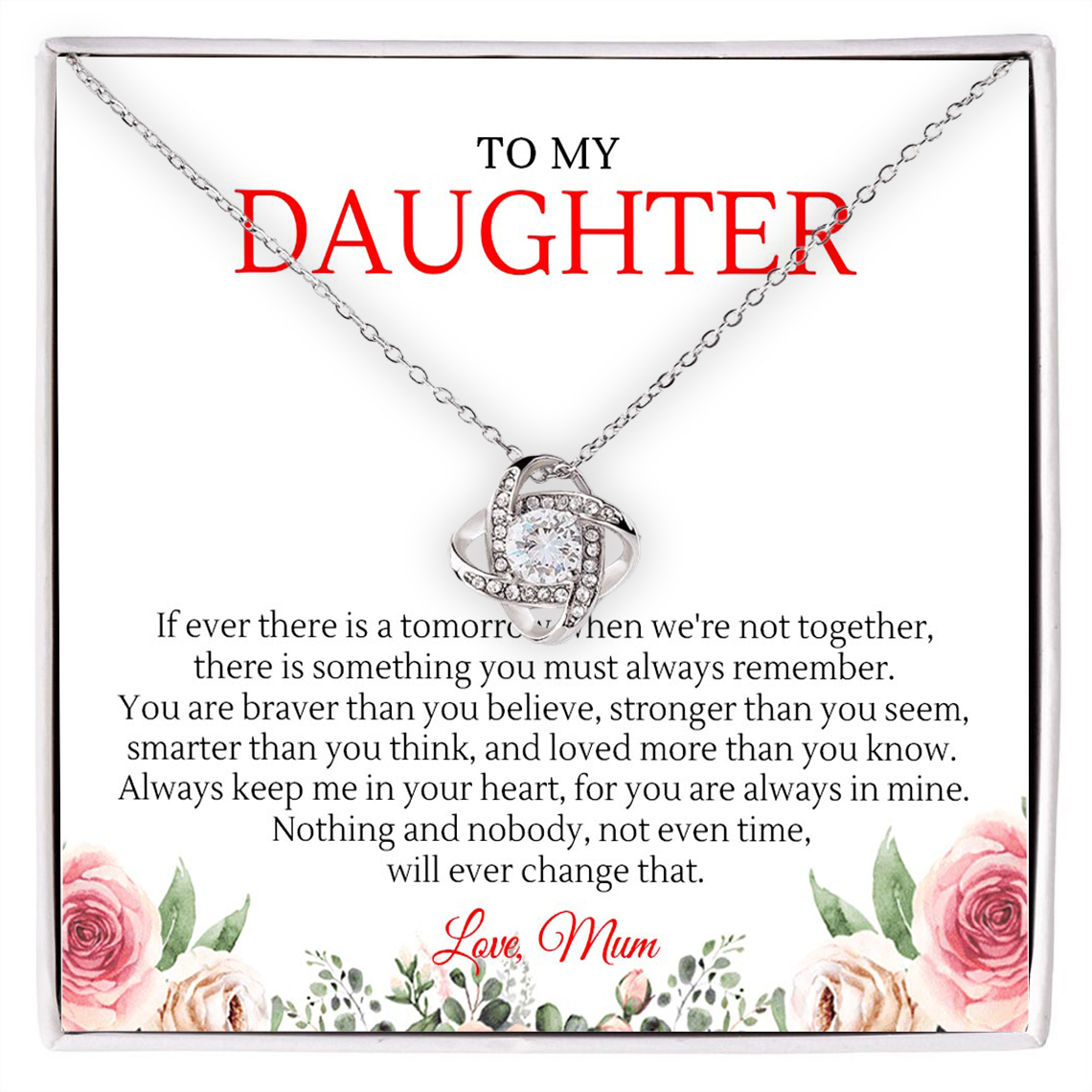 To My Daughter Love Knot Necklace Mum to Daughter Special Birthday Gift-Jessemade AU