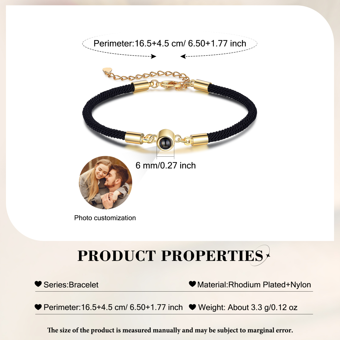 Personalised Projection Photo Bracelet Couple Adjustable Bracelet Valentine's Day Birthday Personalised Gift for Couples-Jessemade AU