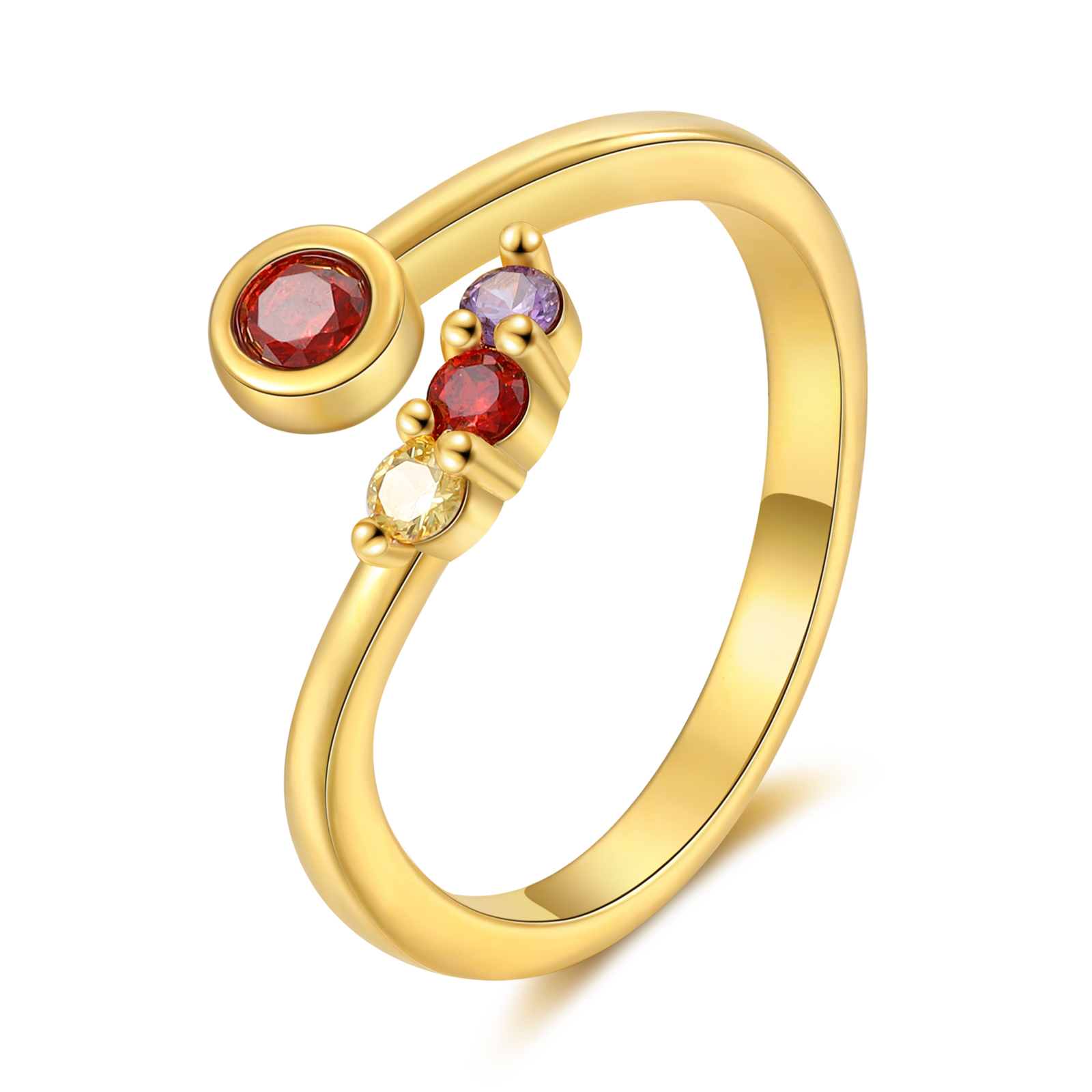 Personalised Women's Ring Custom 4 Birthstones Open Ring Birthday Gift for Ladies Girls-Jessemade AU