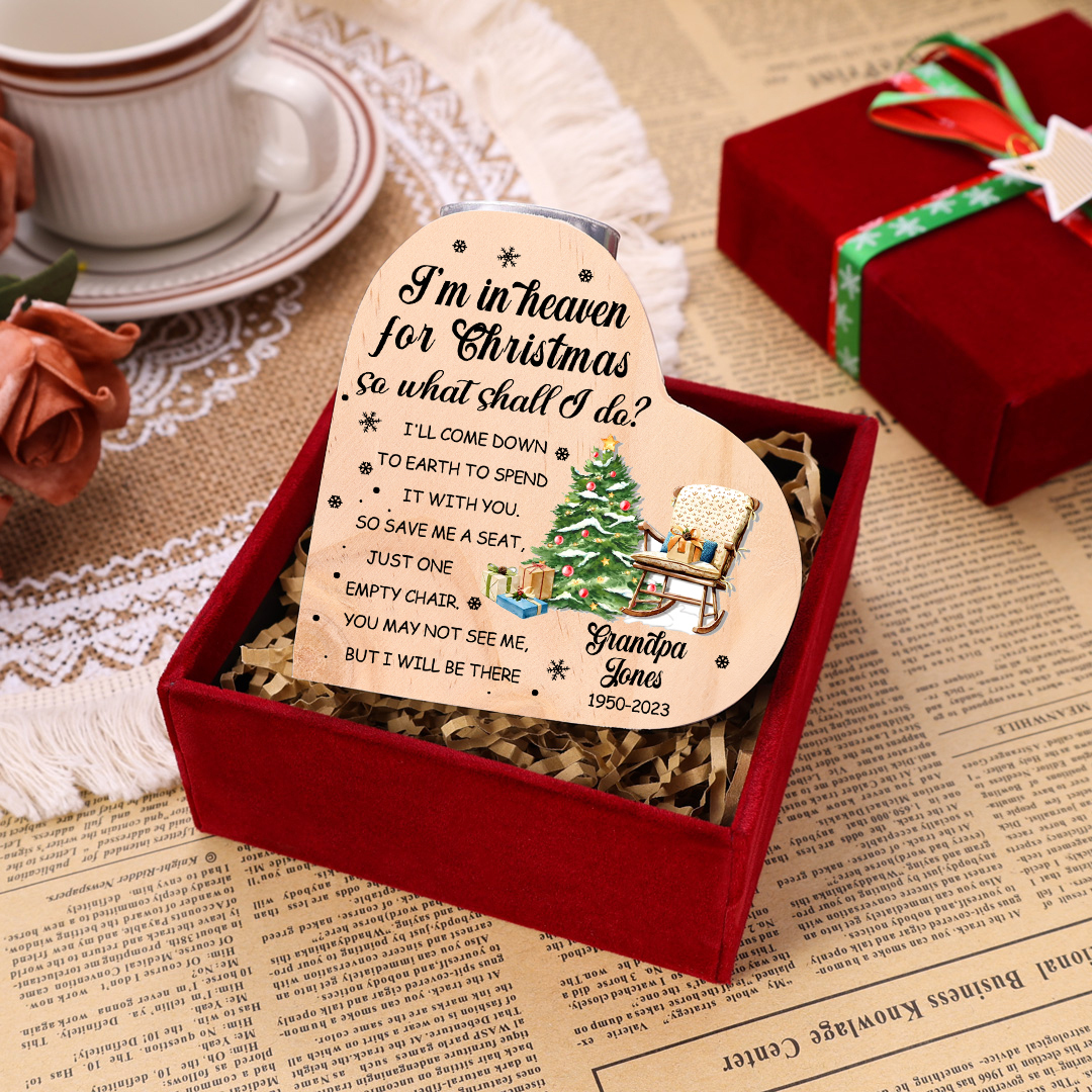 Personalised Wooden Candle Holder Heart-shaped Memorial Candlesticks Custom Name & Text Chair Candle Holder - I'm In Heaven For Christmas-Jessemade AU