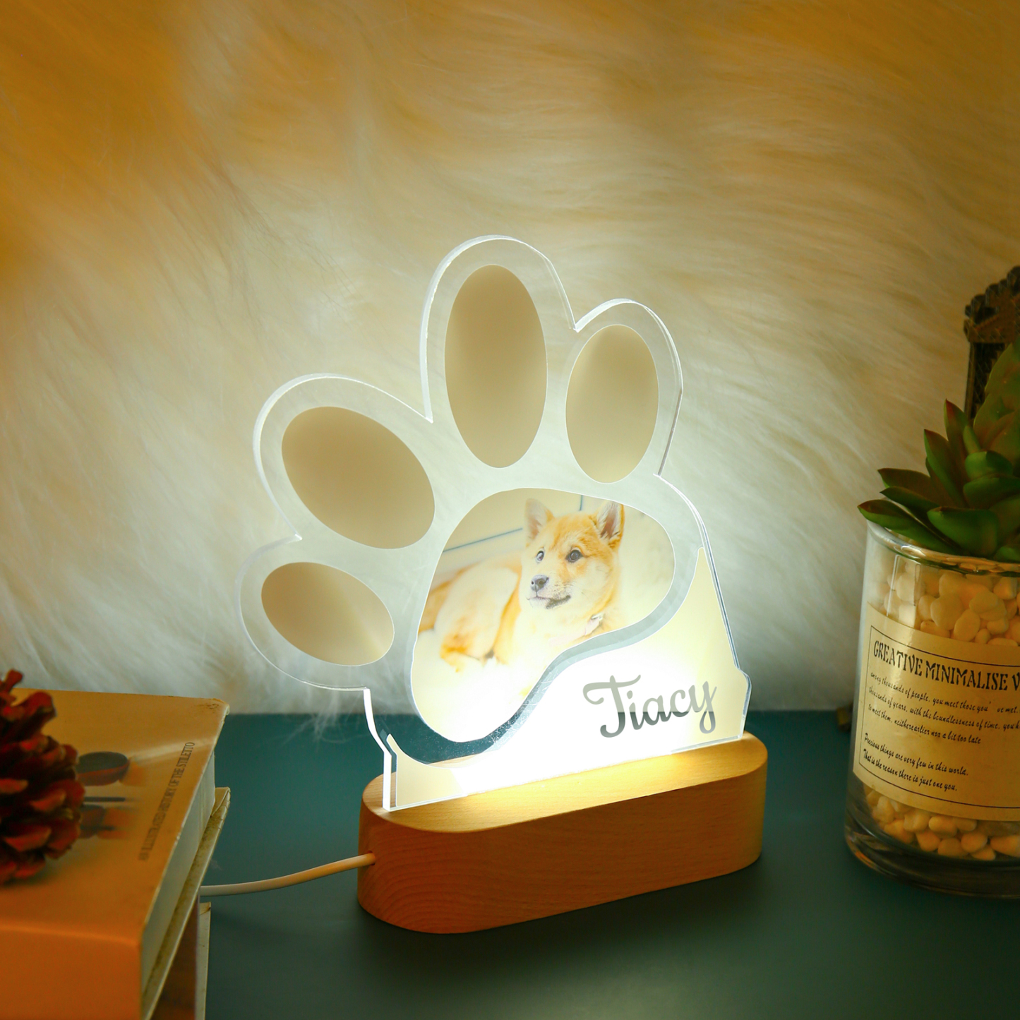 Personalised Dog Footprints Home Decoration Lamp With Custom Name Night Light Kid's Bedroom Decor Children's LED Light-Jessemade AU