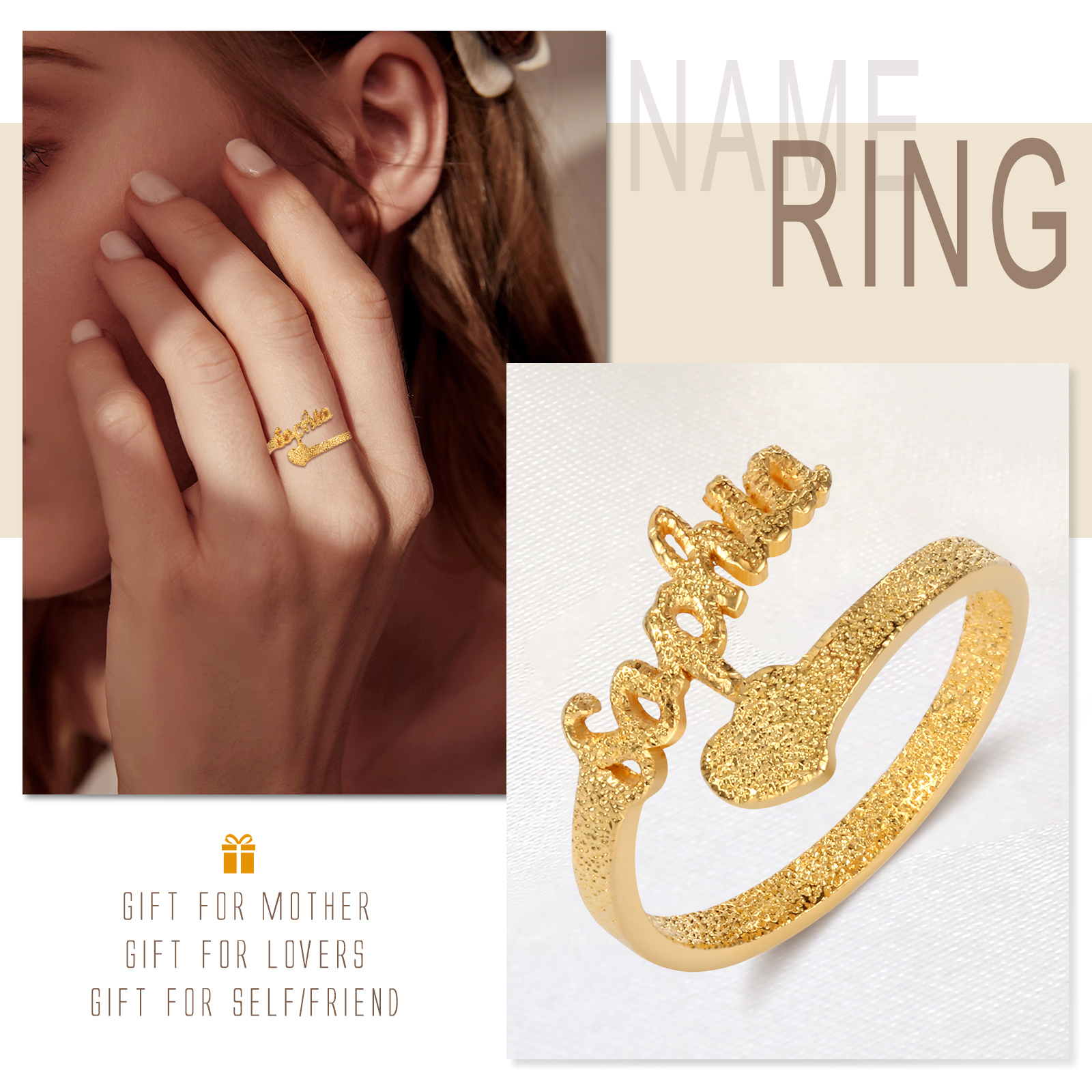 Personalised Family Name Ring Custom 1 Names Gifts For Women-Jessemade AU