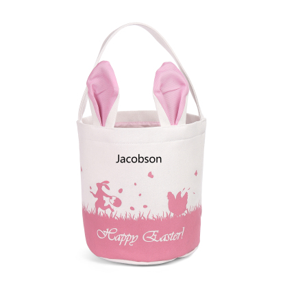 Personalised Bunny Tote Bag Customised with Name Bunny Bucket Bag Easter Gifts-Jessemade AU