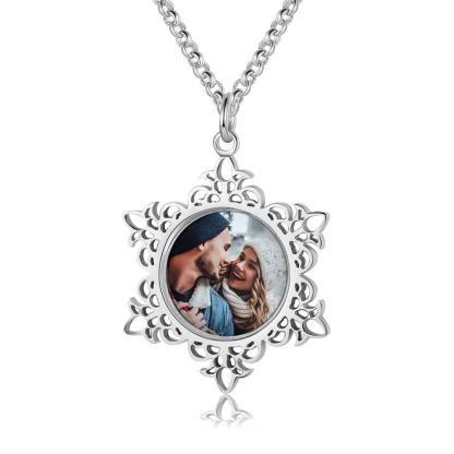 Personalised Snowflake Necklace Custom 1 Photo Necklace Gifts For Her-Jessemade AU