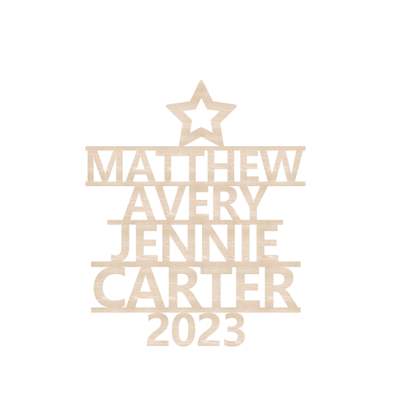 4 Names - Personalised Christmas Tree Ornaments Customised Name Xmas Wooden Decor Gifts for Family Friends-Jessemade AU