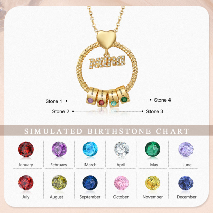 4 Names - Personalised Nana Necklace Custom Names & Birthstones Circle Pendant Necklace Gift for Grandma Nana-Jessemade AU