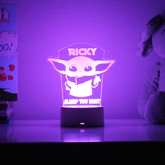 Personalised Baby Yoda Home Decoration Lamp With Custom Name Night Light Kid's Bedroom Decor Children's LED Light-Jessemade AU
