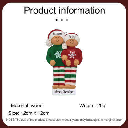 2 Names - Personalised Christmas Ornaments Custom Text Wooden Xmas Ornaments Gifts for Family Friends-Jessemade AU