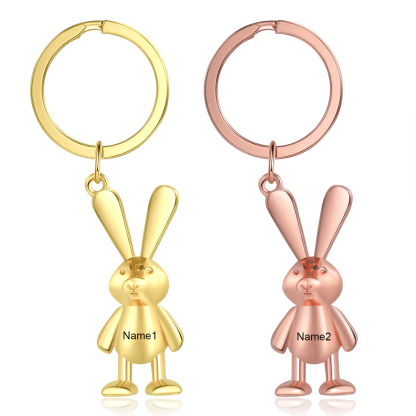 Personalised Rabbit Keychain Engrave Name Matching Key Ring Creative Couple Gift-Jessemade AU