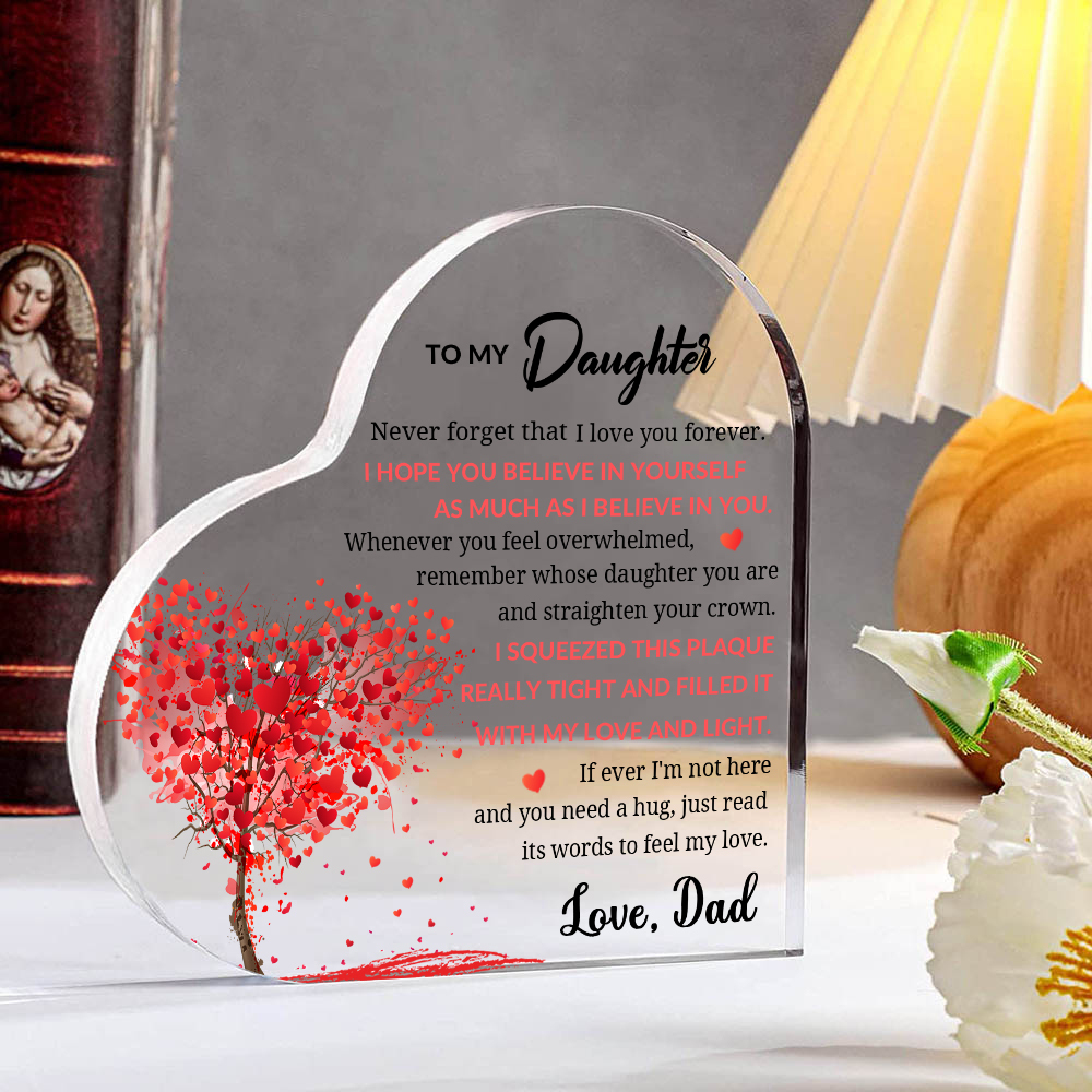 To My Daughter Acrylic Heart Keepsake Red Tree Ornament - Never Forget That I Love You Forever-Jessemade AU
