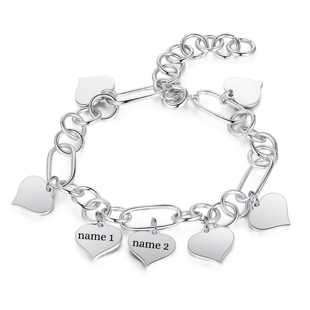 Heart Customised 2 names Bracelets-Jessemade AU