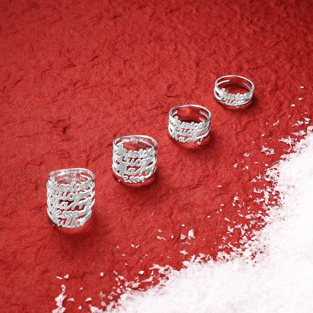Personalised Name Ring Custom 4 Names Ring Gifts For Women-Jessemade AU