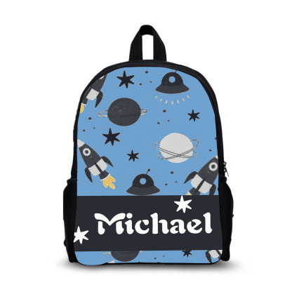 Custom Name Schoolbag Personalised Rocket and Satellite Backpack Travel Bag for Kids-Jessemade AU