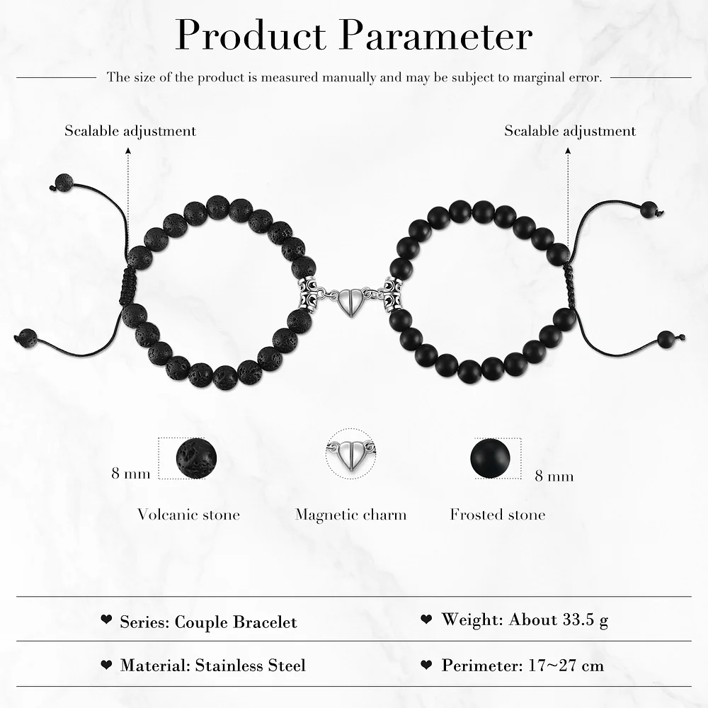 Couple Bracelets Set Magnetic Bracelet Adjustable Bracelet Valentine's Day Gift for Couples-Jessemade AU