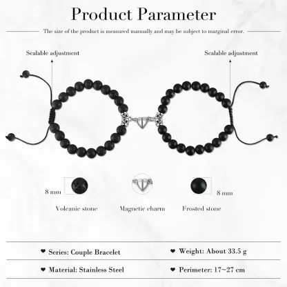 Couple Bracelets Set Magnetic Bracelet Adjustable Bracelet Valentine's Day Gift for Couples-Jessemade AU