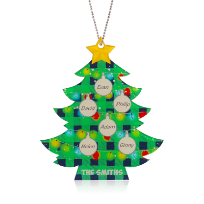 6 Names - Personalised Acrylic Christmas Tree Ornaments Customised Text & Name Xmas Pendant Gifts for Family Friends-Jessemade AU