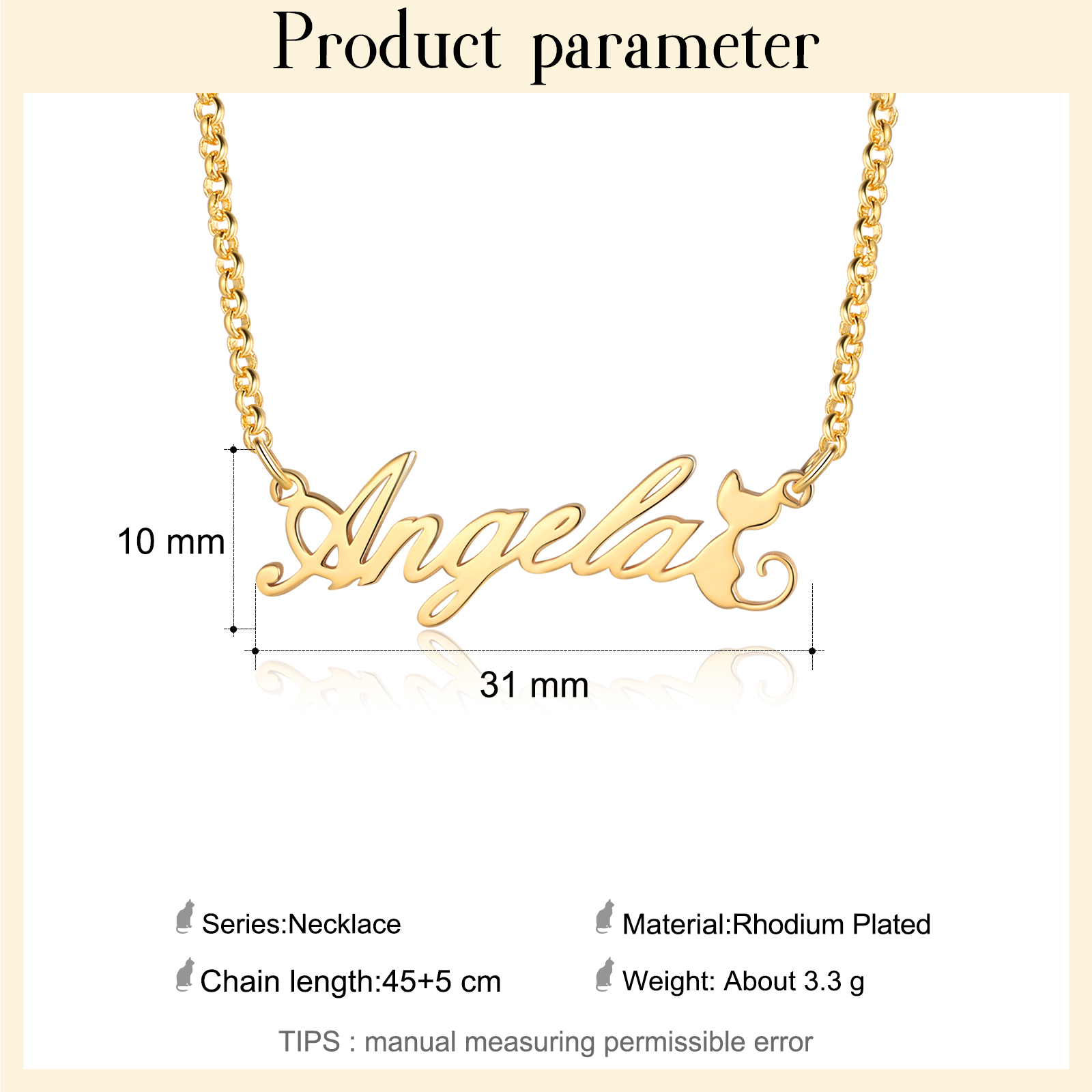 Personalised Cat Necklace Custom 1 Name Necklace Gift For Women-Jessemade AU