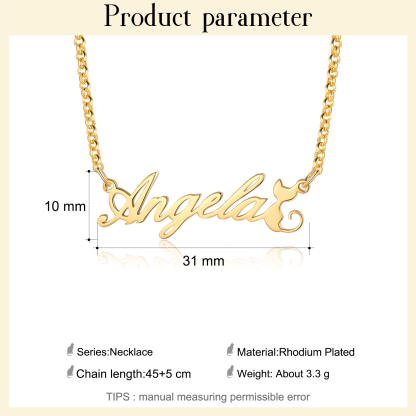 Personalised Cat Necklace Custom 1 Name Necklace Gift For Women-Jessemade AU