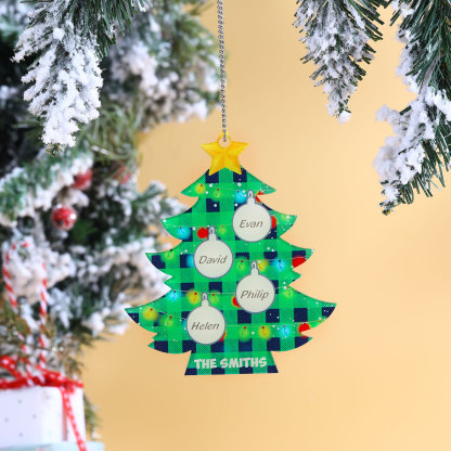 4 Names - Personalised Acrylic Christmas Tree Ornaments Customised Text & Name Xmas Pendant Gifts for Family Friends-Jessemade AU