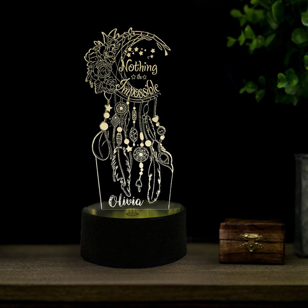 Personalised Dream Catcher Night Light Custom Name Gifts For Kids-Jessemade AU