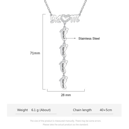 Happy Mother's Day Personalised baby feet Necklace Engraved 4 Names Necklace Gifts For Mum-Jessemade AU