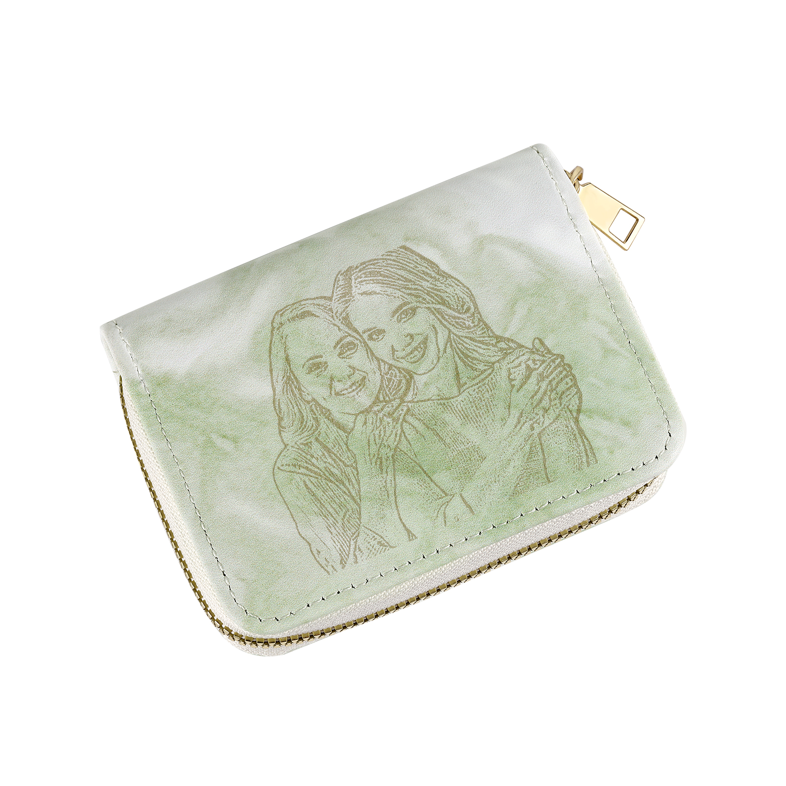 Personalised Women's Leather Wallet Custom Photo & Text Zipper Wallet Accordion Wallet Gift for Her-Jessemade AU