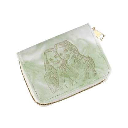 Personalised Women's Leather Wallet Custom Photo & Text Zipper Wallet Accordion Wallet Gift for Her-Jessemade AU