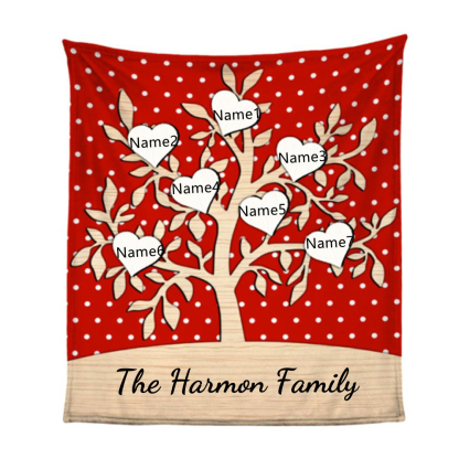 Personalised Family Tree Blanket Custom 7 Family Names Christmas Blanket-Jessemade AU