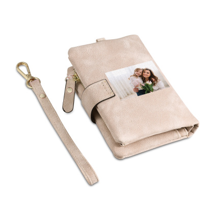 Personalised Women's Leather Wallet Custom Birthday Flower & Name & Photo Wallet Gift for Her