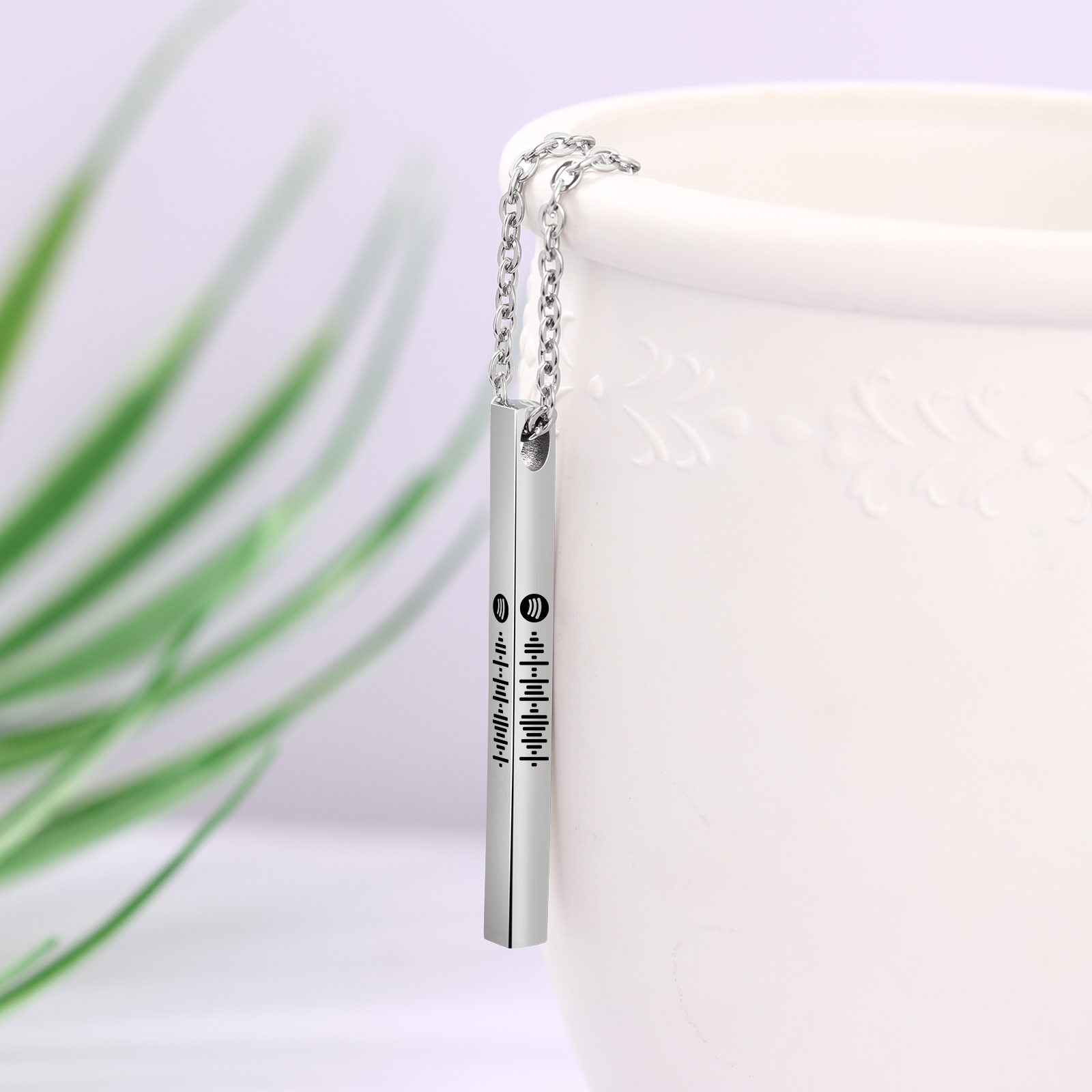 Personalised 3D Vertical Bar Necklace Customised Music Spotify Code Necklace for Her Him-Jessemade AU