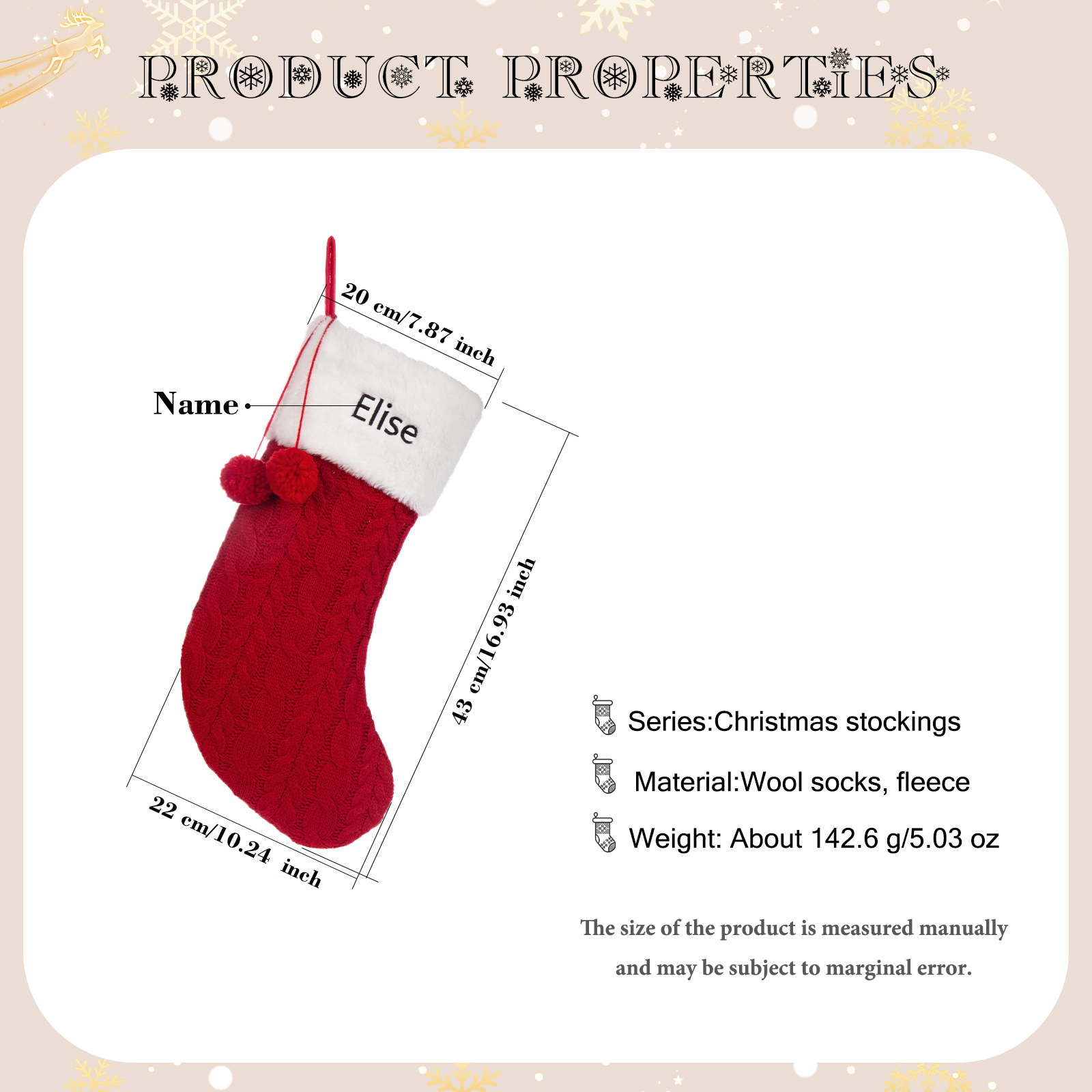 Personalised Christmas Fireplace Decor Customised 1 Name Christmas Stocking Gift for Family and Friends-Jessemade AU