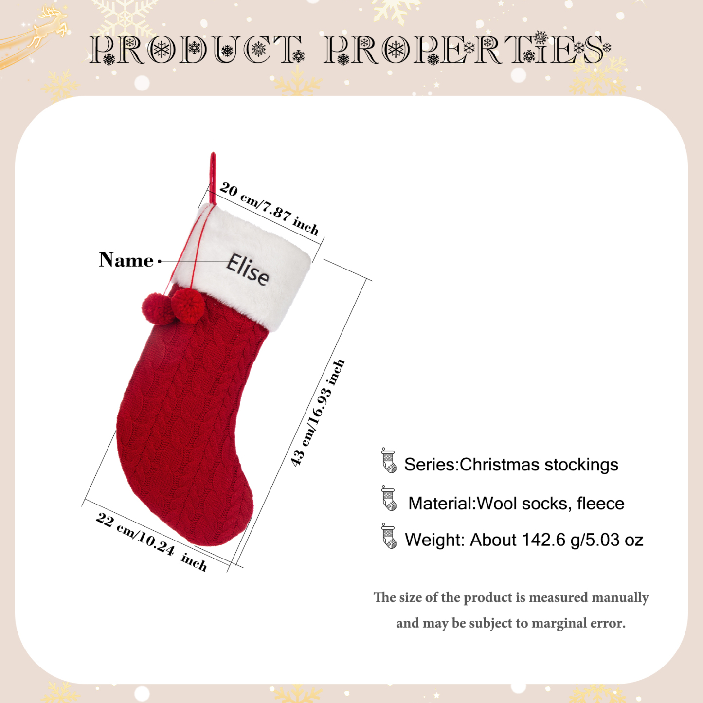 Personalised Christmas Fireplace Decor Customised 1 Name Christmas Stocking Gift for Family and Friends-Jessemade AU