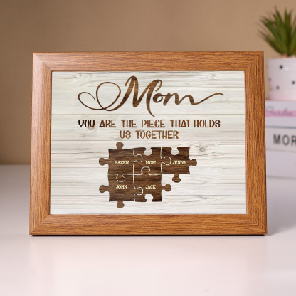 Personalised Puzzle Picture Frame With Light Custom 6 Names Home Decor - You are the piece that holds us together-Jessemade AU