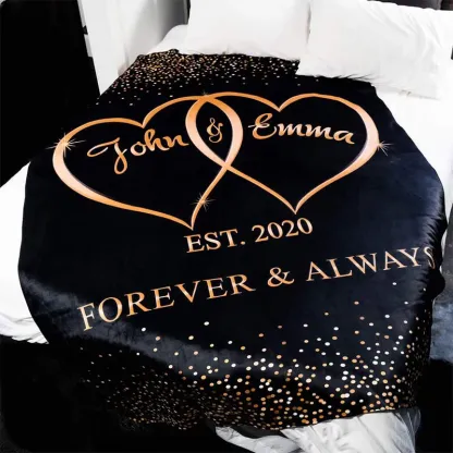 Personalised Couple Blanket Engrave Name Romantic Gift-Jessemade AU