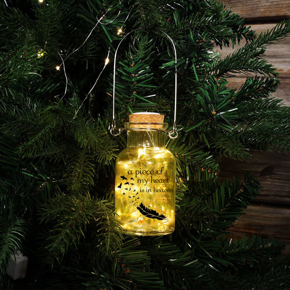 Memorial Jar Night Light - A Piece Of My Heart Is In Heaven - LED Lamp Memorial Bottle-Jessemade AU