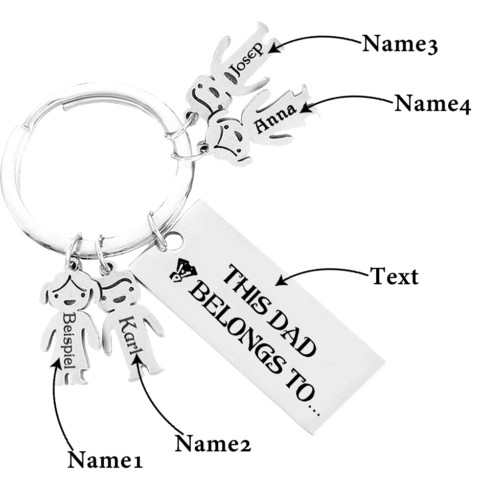 4 Names-Personalised 4 Children's Name Keychain Gift for Mum Dad-Jessemade AU