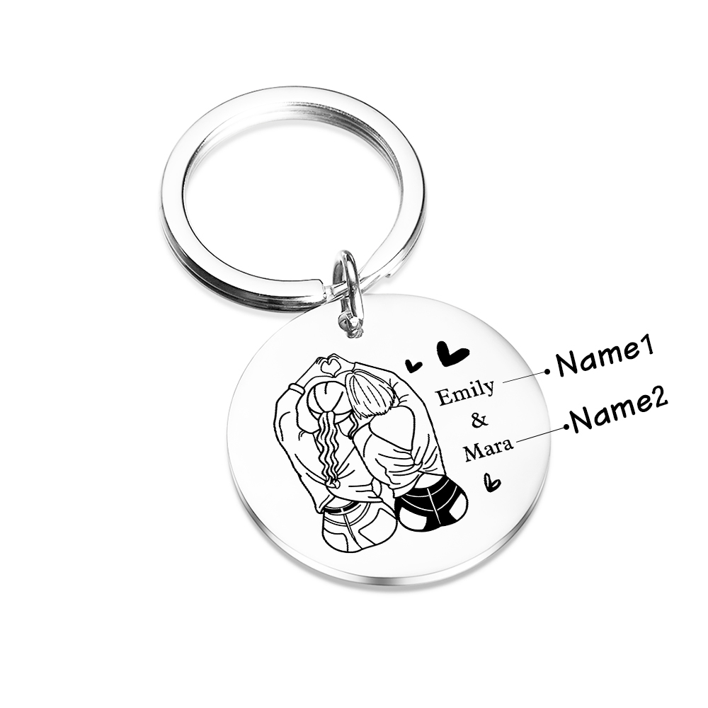 To My Best Friend Keychain Custom 2 Names Circle Keyring Metal Keychain Personalised Gift For Besties/Sisters-Jessemade AU
