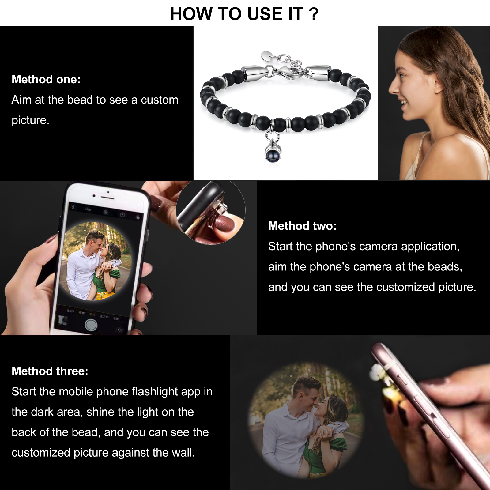 Personalised Projection Bracelet Custom Photo Bracelets Adjustable Bracelet Creative Gift for Him/Her-Jessemade AU