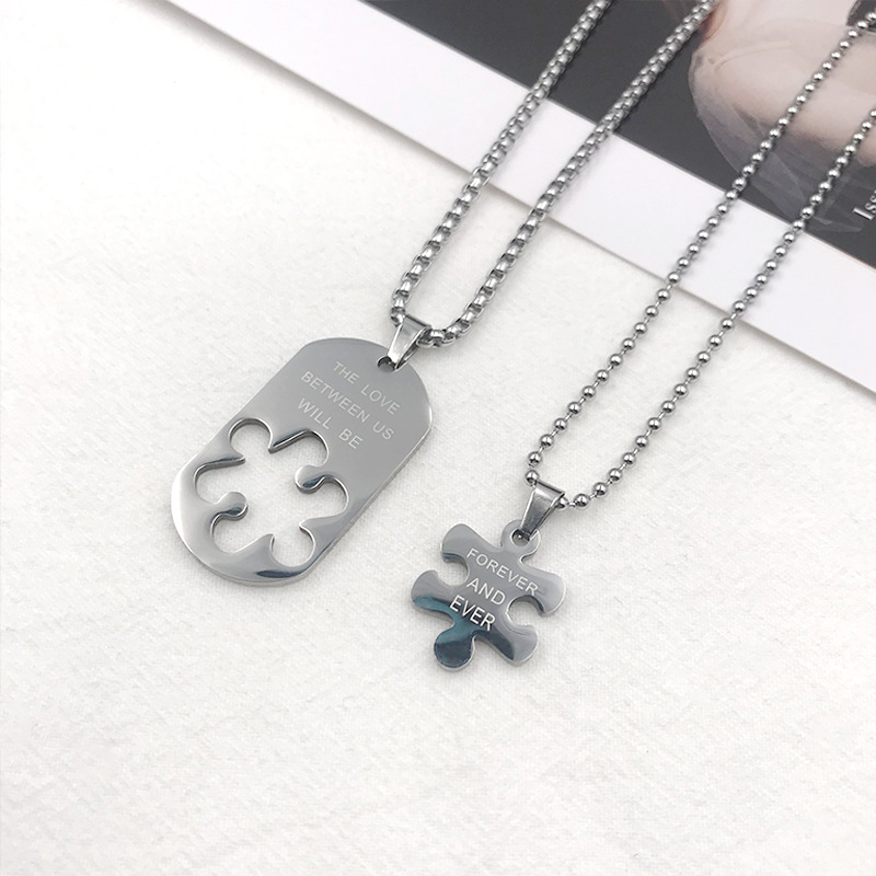 The Love Between Us Will Be Forever And Ever, Couple Matching Necklace Puzzle Necklace Valentine's Day Gifts for Women Men-Jessemade AU
