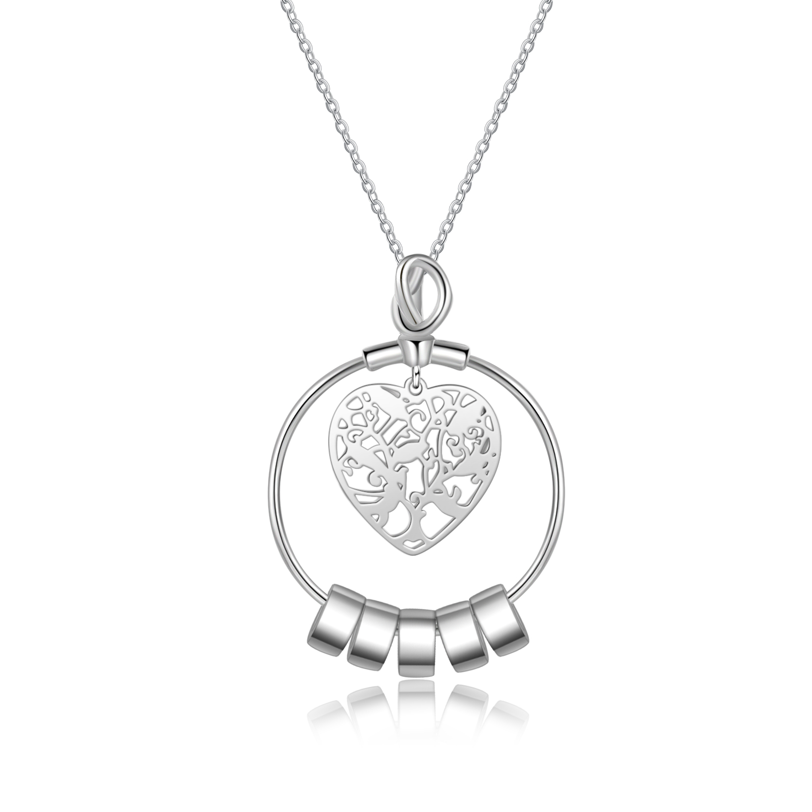 Personalised Family Tree Necklace with 5 Beads Custom 5 Names Heart Necklace Gifts For Women-Jessemade AU