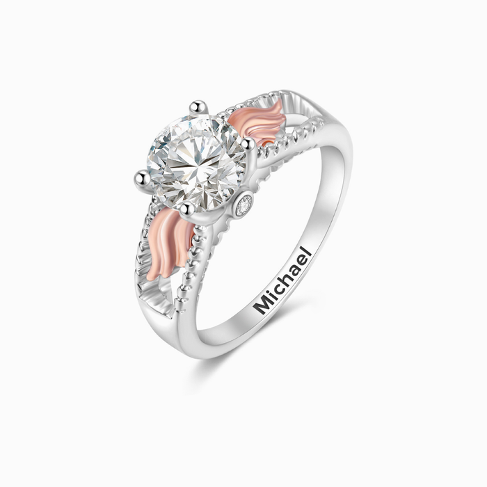 Personalised Circle Wings Memorial Ring - I Am Not A Widow. I'm A Wife To A Husband With Wings-Jessemade AU